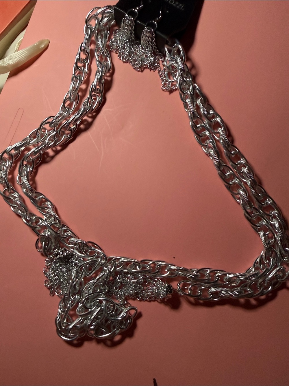paparazzi Silver Layered Chain Statement Necklace
